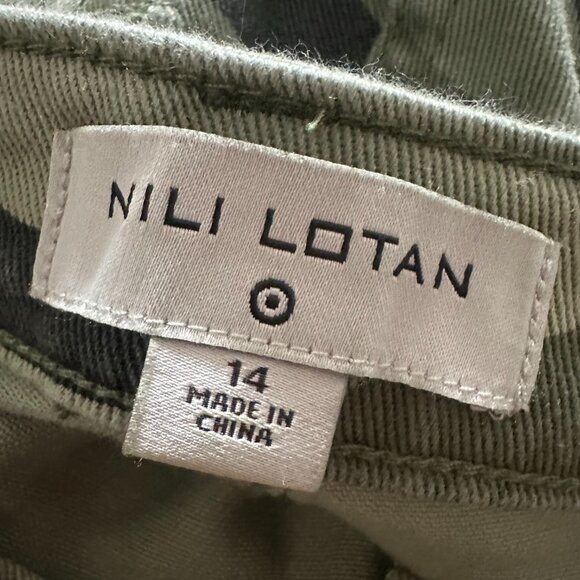 Nili Lotan Pants Womens 14 Green Camo Camouflage Skinny Stretch Cotton‎ Spandex - Picture 3 of 4